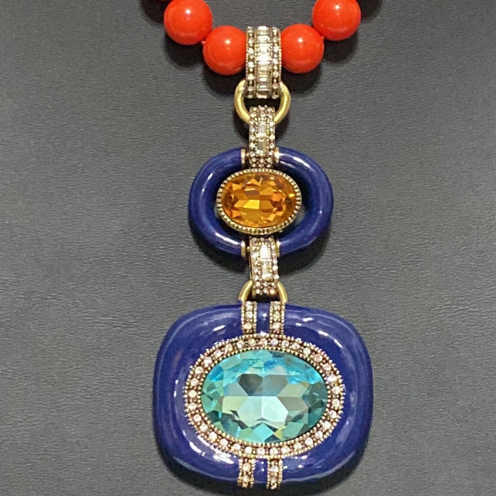 *SOLD*Heidi Daus "Super Chic"  Swarovski Crystal Enamel Bead Necklace & Earrings - Picture 4 of 12